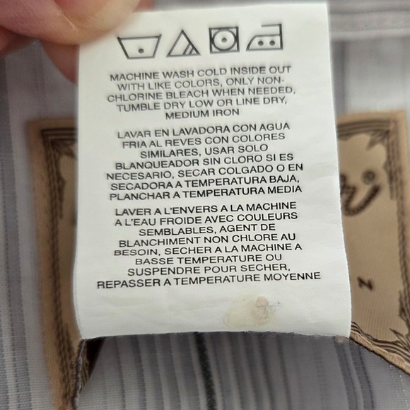 Wrangler Western Fashion White Silver Metallic Stripe Pearl Snap Shirt Mens Sz L - Picture 5 of 5